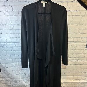 White House Black Market Open Front Black Duster Sz Med